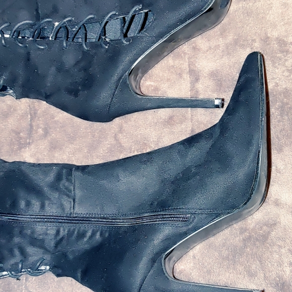 Over the knee, Suade, lace up, stiletto, Boots - Picture 10 of 13